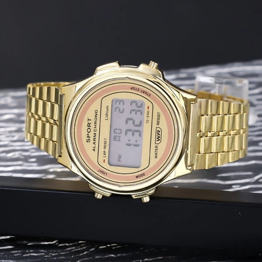 Luckacco Retro Square Electronic Watches Digital Display Women Men Watch Rose Gold Silver Luxury Ladies Wristwatches Relojes Para Mujer