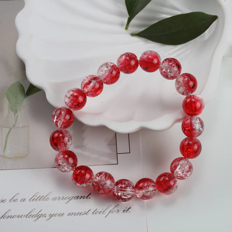 luckacco shinning crystal beads elastic bracelet korean style colorful crystal glass beaded bracelet bangles for women