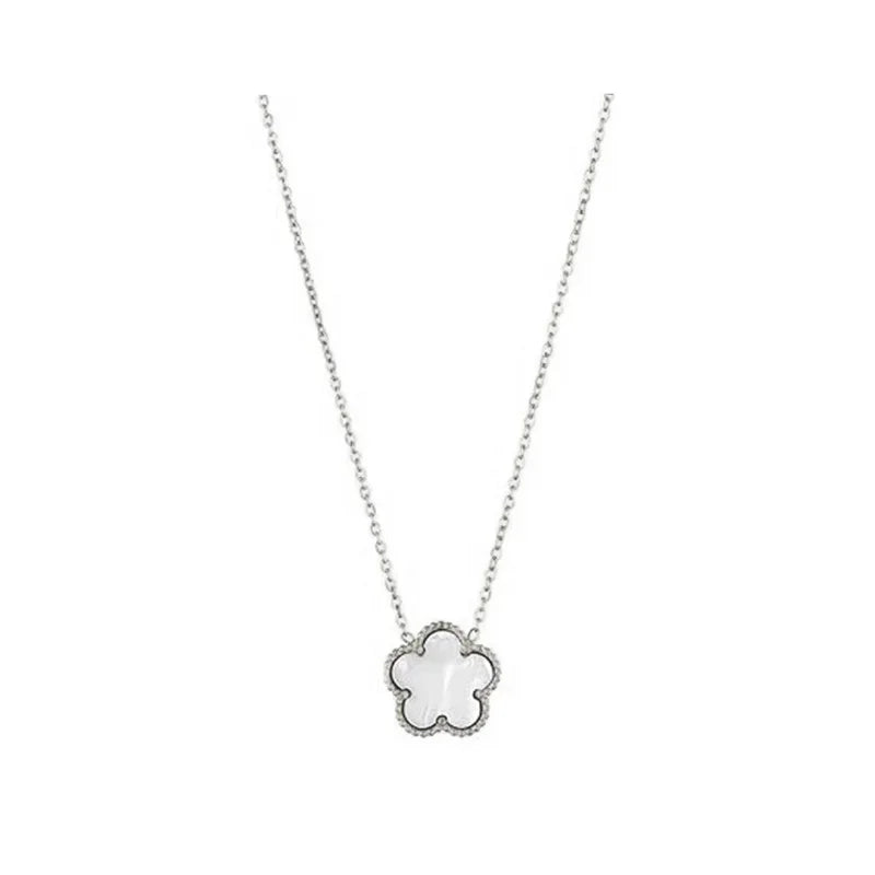 luckacco 14k gold plated five-leaf clover link bracelets white black blue gold red green lucky bracelets jewelry gifts trendy for women