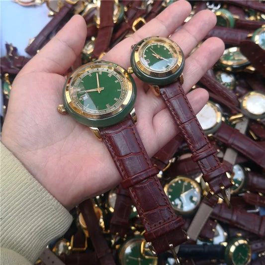 Luckacco Natural Green Men'S And Women'S Hetian White Jade Watch