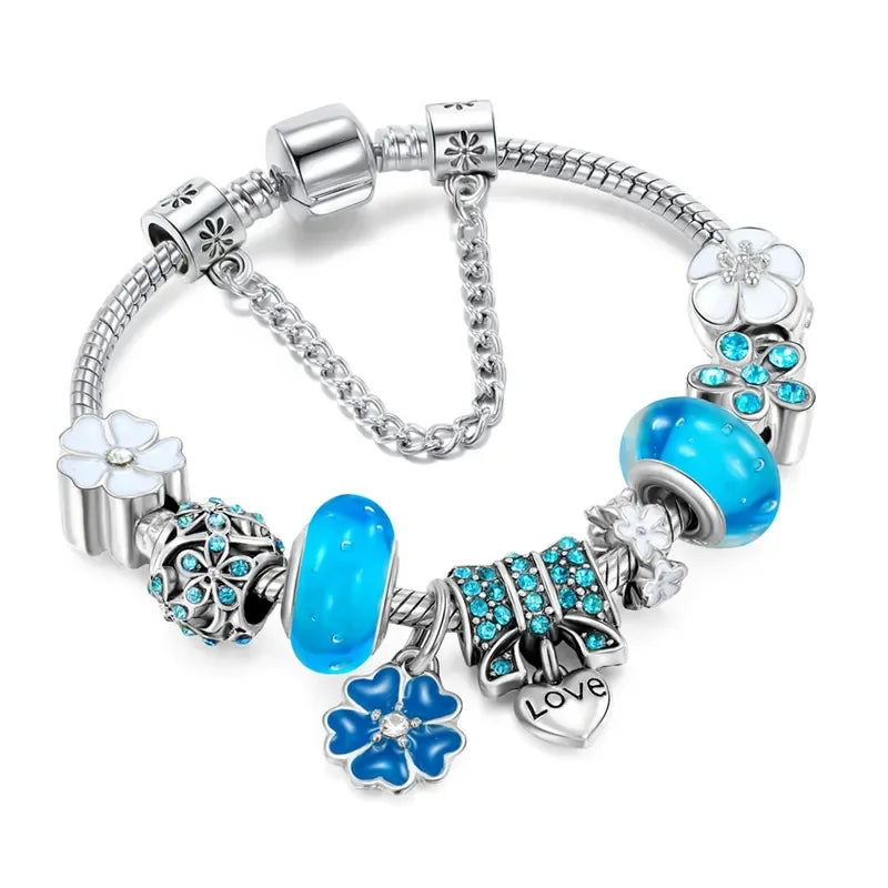 luckacco 1 best-selling bracelet trendy diy boutique glass inlaid diamond bracelet with pan family style personalized jewelry bracelet
