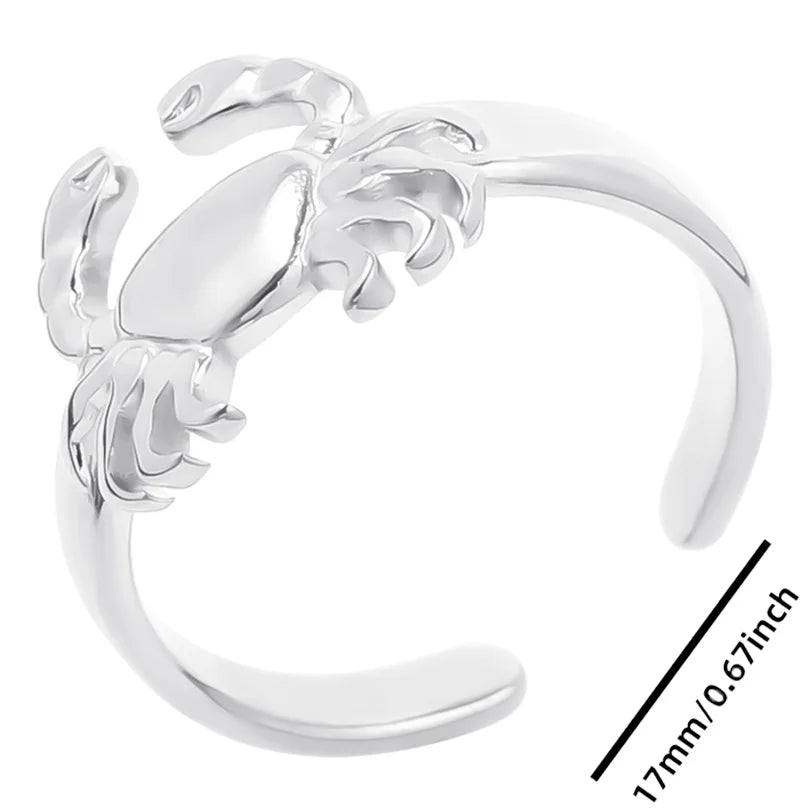 luckacco 1pc stylish marine jewelry ocean sea animals conch starfish shell ring stainless steel jellyfish scallop rings women charm gift