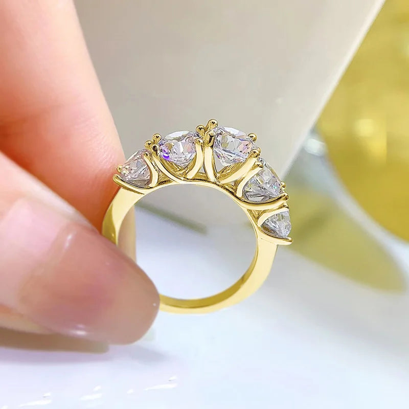 luckacco 2.0cttw 6.5mm d color moissanite engagement wedding ring 925 sliver gra certified three stone band for women promise fine jewel