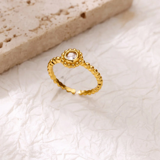 Luckacco Luxury Gold Plated Stainless Steel Geometry Rings For Women Men Open Adjustable Charm Finger Ring Wedding Party Fashion Jewelry