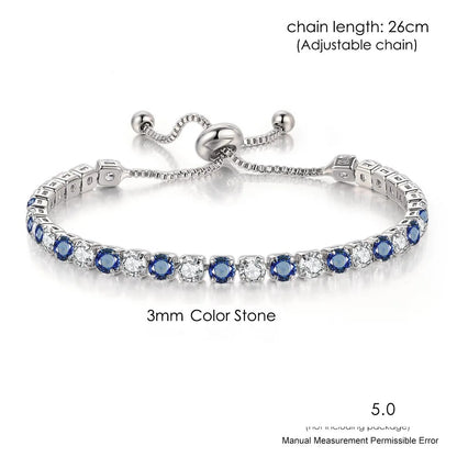 Luckacco Adjustable Multicolor Tennis Bracelets For Women Ladies Wedding Rainbow Colorful Zircon Charm Bracelet Hand Chain Jewelry DZH043