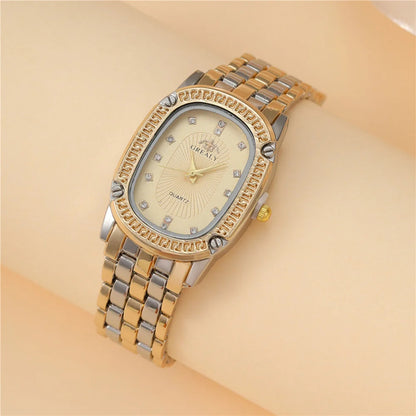 Luckacco Luxury 2025 Women's Simple Quartz Watch Casual Green Diamond Set design Female Dress stainless steel bracelet clock Watches