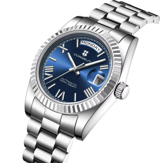 Luckacco CORGEUT New Color 36/39mm Dial Man watch Week Date Calendar Type Watch Sapphire Luxury Mechanical Steel Clock waterproof