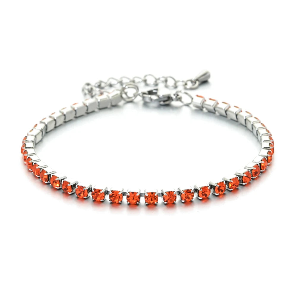 luckacco shop's pick 3mm micro pave zircon tennis bracelet for women new men bracelet homme stainless steel jewelry accessories