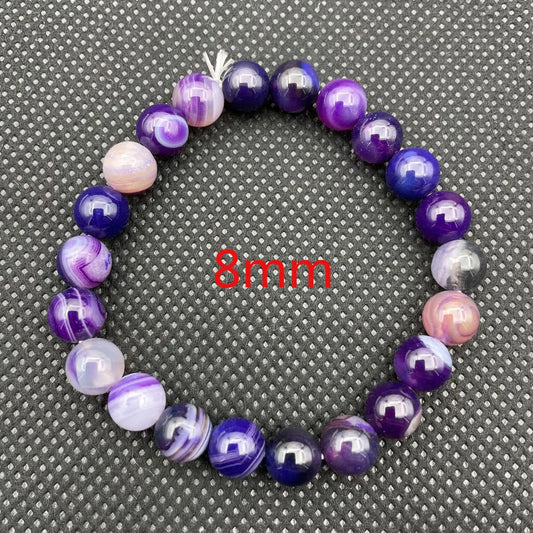 Luckacco 6/8/10 mm Dreamlike Purple Pink Agate Beaded Bracelet Natural Stone Gradient Style Beads Bracletes for Women Hand Jewelry Gift