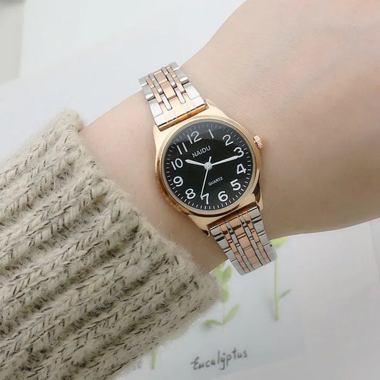 Luckacco Luxury Brand Women Watch Fashion Number Stainless Steel Quartz Wristwatch Simple Elegant Ladies Clock Reloj Mujer