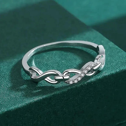 Luckacco daily picks Elegant Infinity 8 Shaped Finger Ring for Women Wedding Band Accessories Silver Color Luxury Trendy Female Jewelry Gift