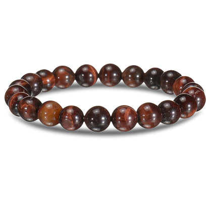 Luckacco Brown Beaded Bracelet Natural Stone Lava Tiger Eye Black Red Matte Healing Beads Bangle Stretch Charm Yoga For Women Men Jewelry
