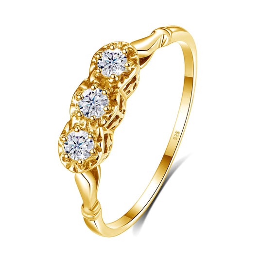 Luckacco 3 Stone Rings For Woman 3mm D Color Moissanite With Certificate 100% 925 Sterling Silver Luxury Designer Engagament Jewelry Sale
