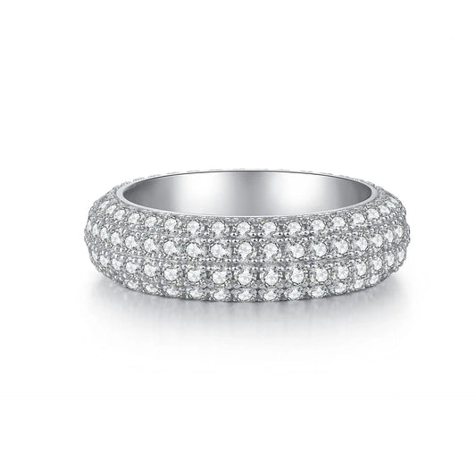 Luckacco Luxury white gold solid platinum PT950 Hip Hop Full Diamond Ring Unisex Medium European and American Popular Ring