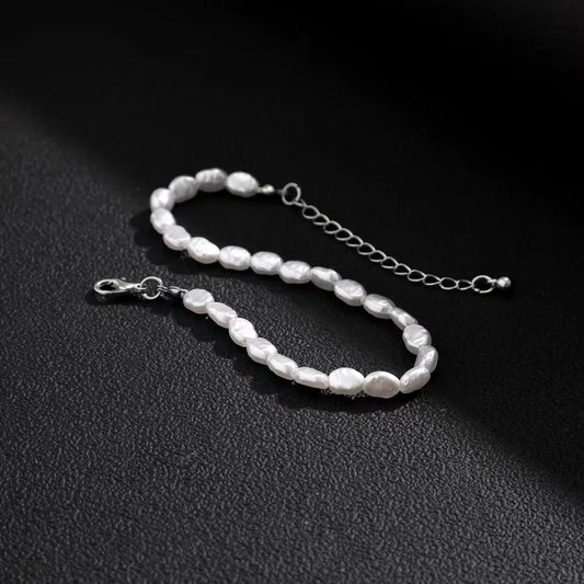 Luckacco Simple Baroque Imitation Pearl Bracelet Acrylic Beaded Women's Bracelet Fashion Jewelry Trend Accessories Bracelet for Men Women