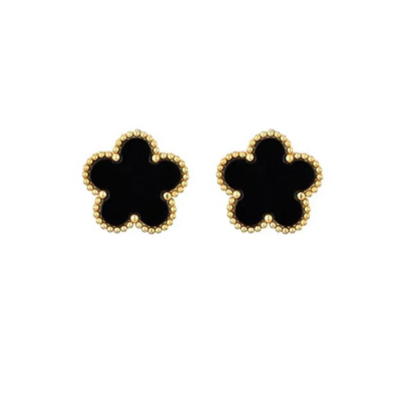 luckacco 14k gold plated five-leaf clover link bracelets white black blue gold red green lucky bracelets jewelry gifts trendy for women