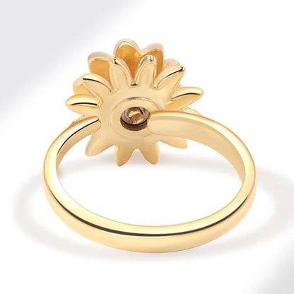 Luckacco Fashion Fidget Spinner Ring Anxiety for Women Multiple Crystal Sunflower Finger Rings Rotate Anti Stress Jewelry Wedding Gift