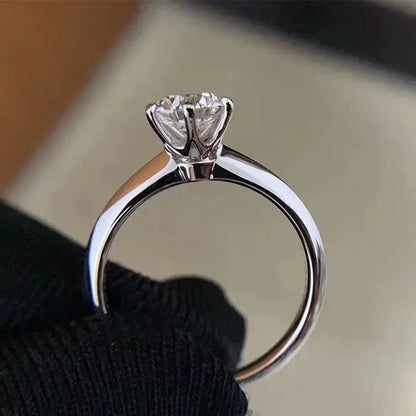 Luckacco Solitaire ring Real 925 Sterling silver 1ct Moissanite cz Engagement Wedding Band Rings for women Bridal Statement Party Jewelry