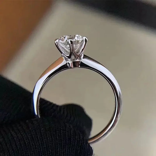 Luckacco Solitaire ring Real 925 Sterling silver 1ct Moissanite cz Engagement Wedding Band Rings for women Bridal Statement Party Jewelry