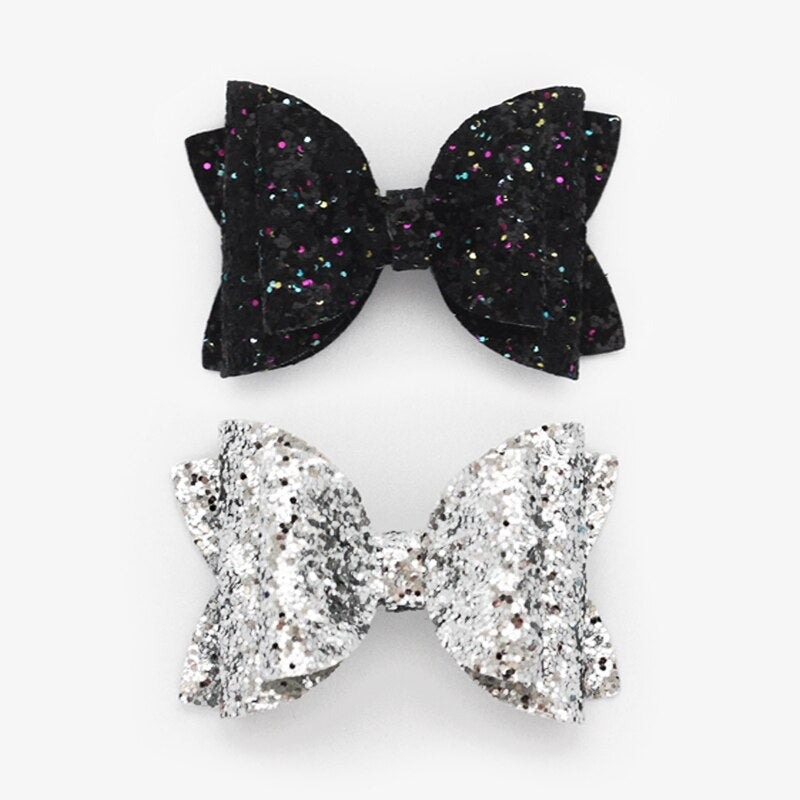 2PCS 3in Sequins Barrettes Shiny Bows Side Hair Clip Glitter Daily Cute Daily Hairgrips Headwear Accessoires Girls Kids Hairpins - luckacco
