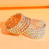 Luckacco 5 Layers Winding Models Personalised Fashion Open AB Colour Rhinestone Bracelet Jewellery Suitable for Stage Wedding Wear