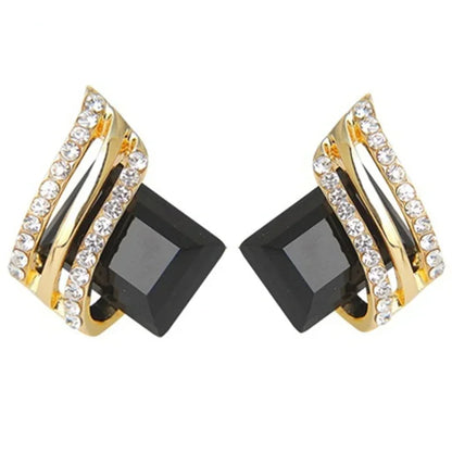 Luckacco Fashion Gold-plated Zircon Earrings Crystal Earrings Engagement Earrings for women Princess Jewelry Birthday Anniversary Gifts