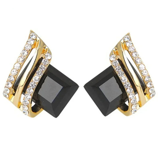 Luckacco Fashion Gold-plated Zircon Earrings Crystal Earrings Engagement Earrings for women Princess Jewelry Birthday Anniversary Gifts