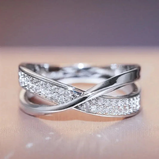 Luckacco Newest Stainless Steel Two Tone X Shape Cross Ring for Women Wedding Rose Gold Color Trendy Jewelry Rings Anillos Кольца 반지
