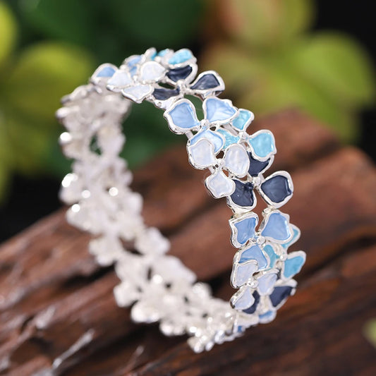 Luckacco Fashion Drip Oil Geometric Elastic Bracelet for Women Accessories New Trendy Silver Color Bangle Daily Party Prom Jewelry Gifts