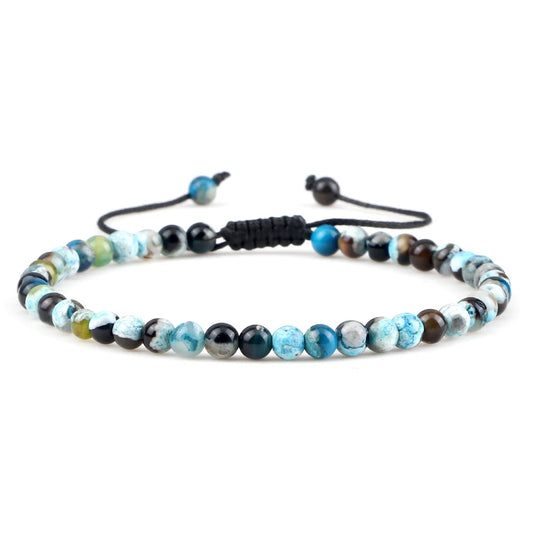 Luckacco Fashion Women Bracelets Natural Agates Onyx Stone Minimalist 4mm Beads Bracelet Handmade Girls Vacation Jewelry Best Friend Gift