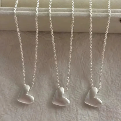 Luckacco New 925 Sterling Silver New Ladies Drawing Love Fine Jewelry High Quality Heart-Shaped  Pendant Necklaces For Women Wedding Gift