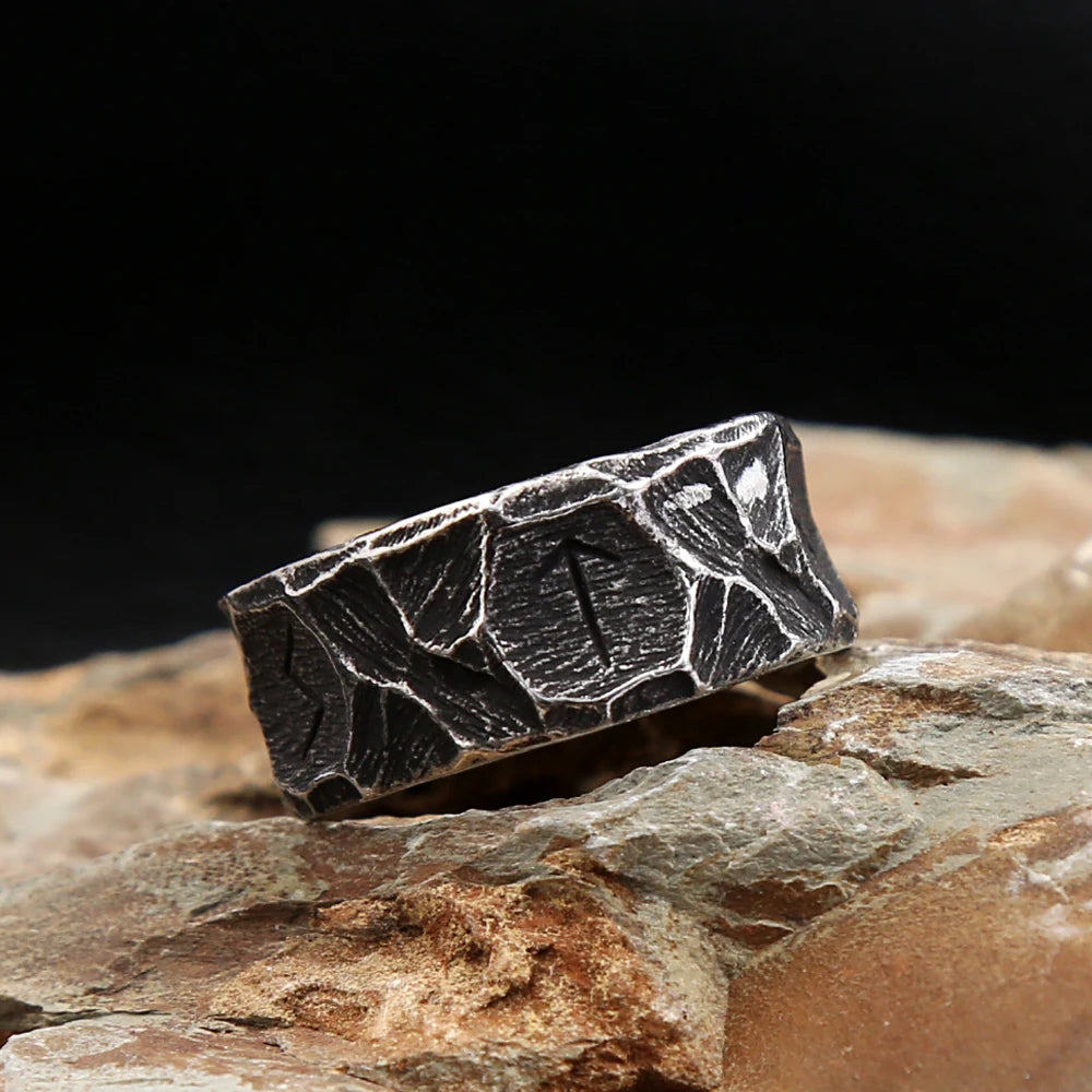 luckacco vintage stainless steel nordic viking rune rings for men women fashion punk biker couple amulet ring jewelry gift