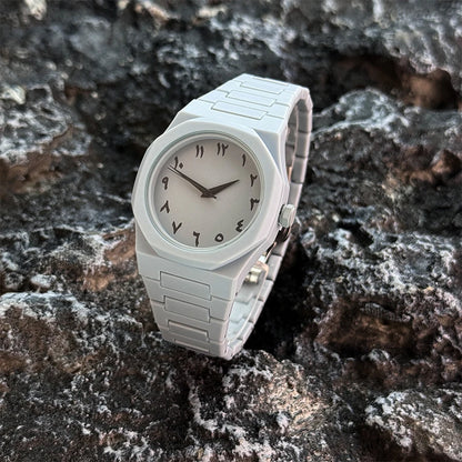 Luckacco Hot sales in the Middle East high-end plastic men's watch with Arabic numerals neutral casual simple quartz watch