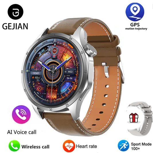 Luckacco 2025 New Mens Smart Watch 360 * 360 Bluetooth Call Smartwatch AMOLED Screen GPS Smart Watches NFC Waterproof Smart Watch for Men