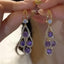 Purple Crystal Water Drop Long Tassel Earrings Women Design Sparkling Prom Accessories Party Jewelry Birthday Anniversary Gifts