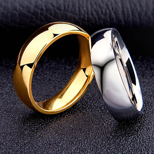 Luckacco Simple 6mm Titanium Ring Women Men Prevent Allergy High Polished Wedding Rings Stainless Steel Couple Finger Jewelry Gifts