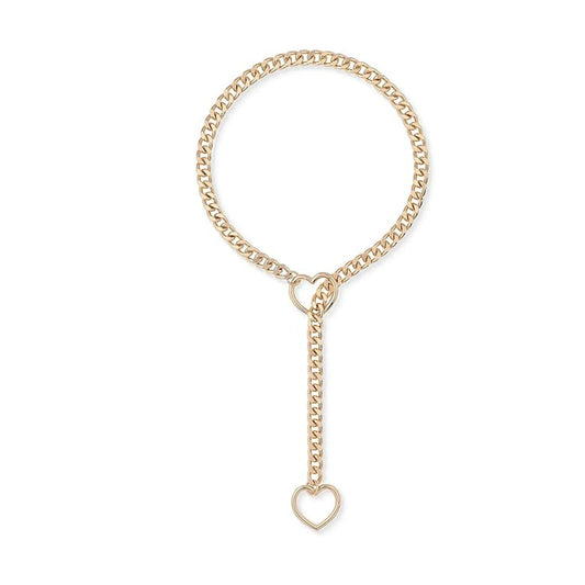 Luckacco Htpwe Women'S Heart Shaped O Ring Slip Chain Necklace Stainless Steel Punk Rock Cuban Jewelry, Adjustable Lariat Chain Jewelry