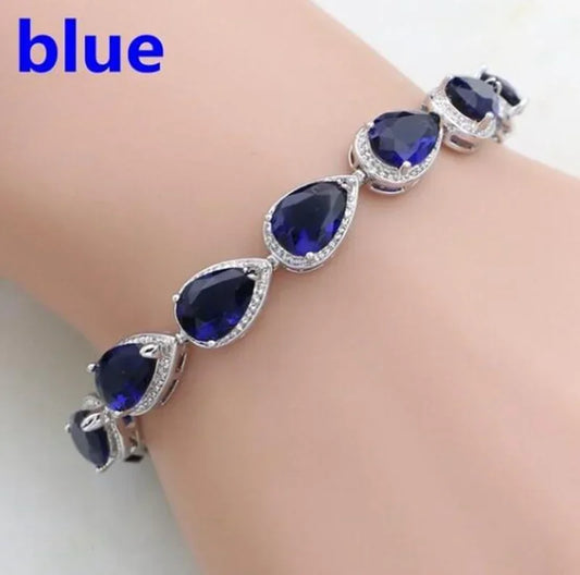 Luckacco Exquisite Shiny Tennis Ball Shape Crystal Zircon Bracelet for Women Fashion Evening Party Jewelry Girls Gift