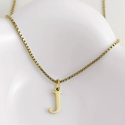 Luckacco Initial necklace letter pendant chamrs stainless steel Necklace jewelry Women's Necklace Box Chain Choker woman trend 2025 gift