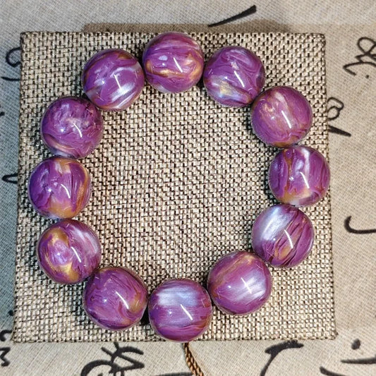Luckacco Rare Cherry Blossom and Purple Sea Beaded Bracelet for Men and Women