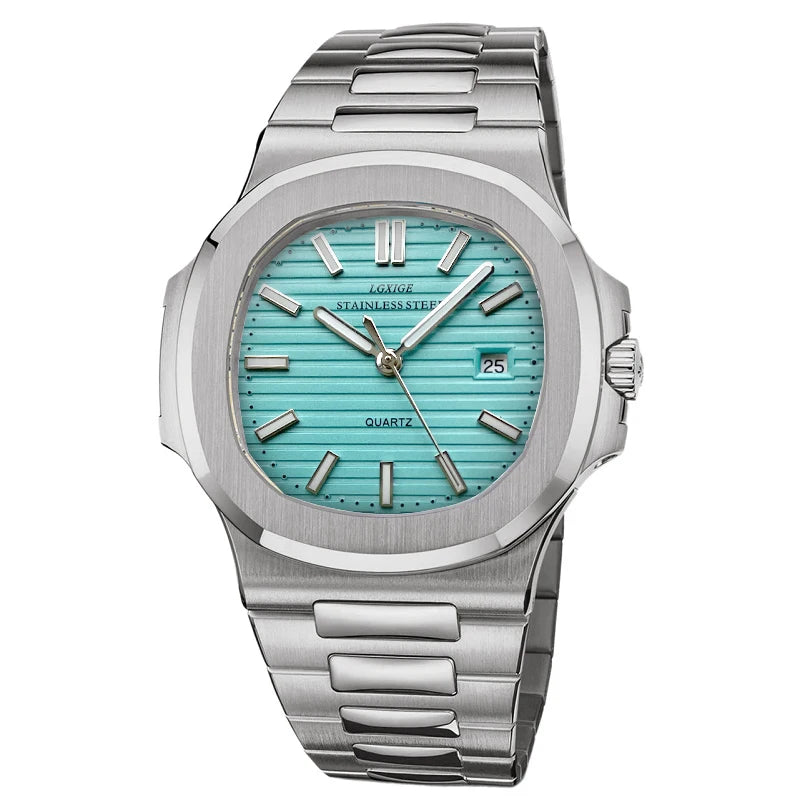 luckacco lgxige top luxury brand japan quartz watches men stainless steel military watch causal fashion business clock male wristwatch