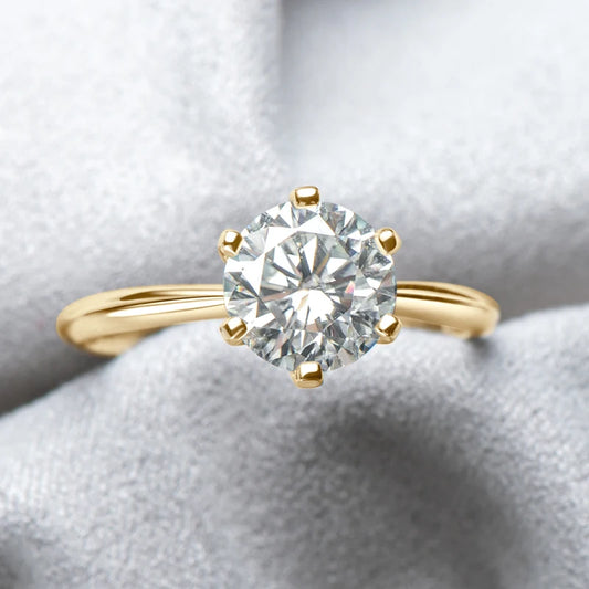 Luckacco Anziw 0.5-3.0CT Moissanite Solitaire Ring Silver 925 14K Gold Plated Wedding Engagement Band For Women Jewelry with Certificate