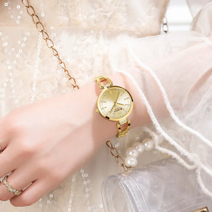 Luckacco CURREN Luxury Hight Quality Quartz Watch Fashion Charming Rhinestones Stainless Steel Band Women's Wristwatches