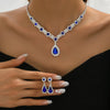Luckacco 3 pieces of women's crystal droplet necklace with earrings set for wedding evening dress accessories