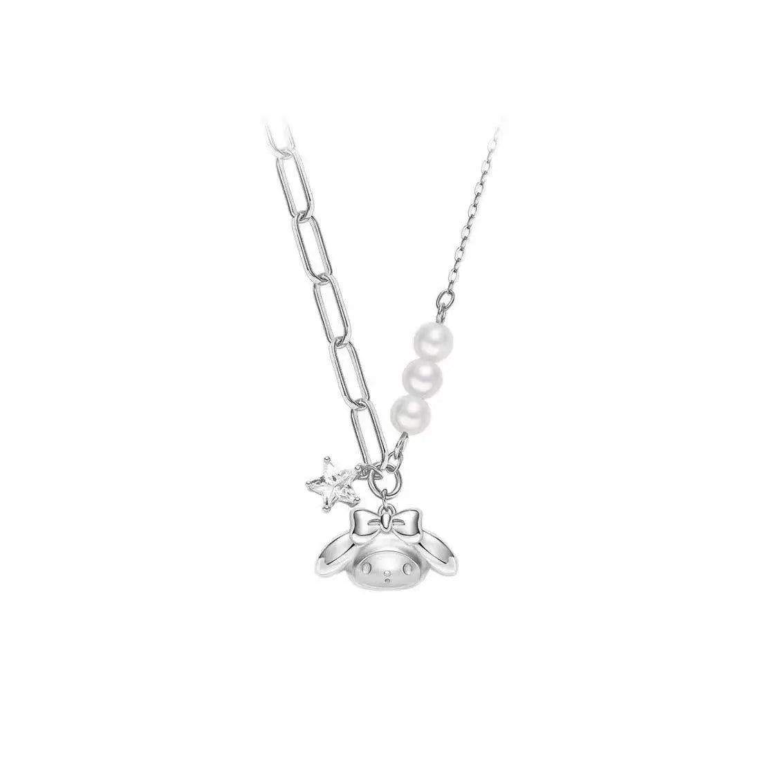 luckacco y2k melody crystal pendant necklace personality woman collar accessories fashion gifts cartoon kawaii necklace jewelry