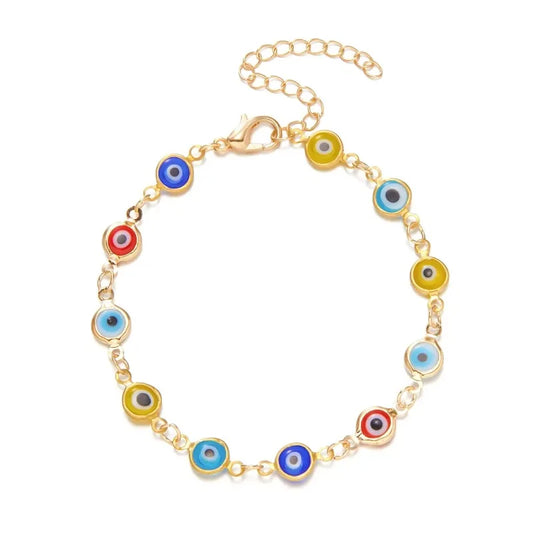 Luckacco Lucky Turkey Evil Eye Bracelet For Women Men Colorful Red Blue Eye Adjustable Metal Chain Bangles Good Luck Wealth Jewelry Gifts