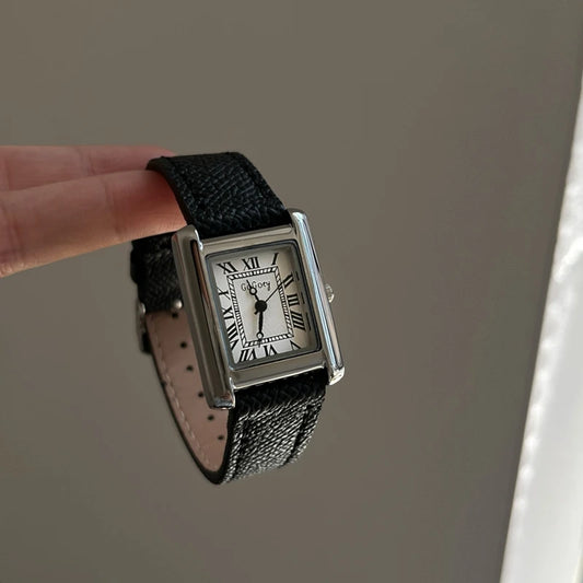 Luckacco Luxury Square Small Watch Retro Womens Girls Quartz Watches Tiny Female Watch for Women Dresses Lady Fashion Gift for Girlfriend