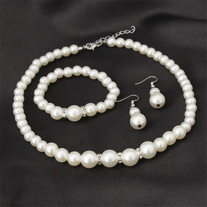 Luckacco Wedding Engagement Women Simulated Pearls Jewelry Set Necklace / Earrings / Bracelets Fashion Jewelry For Lady Party Gift