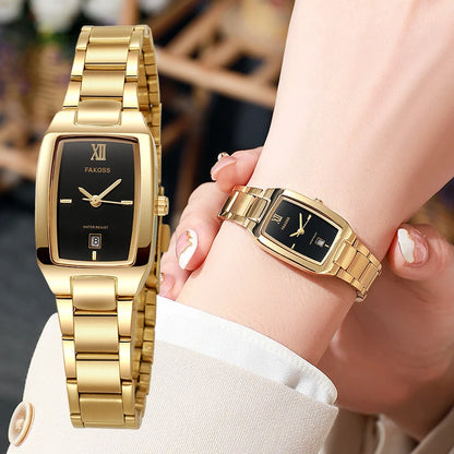 Luckacco WWOOR Elegant Women's Watch Fashion Stainless Steel Waterproof Ladies Quartz Wristwatch Luxury Bracelet Watches Date Reloj mujer