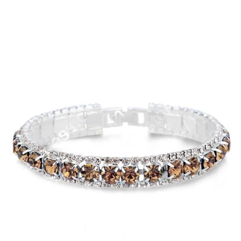 luckacco new arrival  925 sterling silver silve women classic jewelry holiday gift  clear red cubic zircon bracelet& bangle